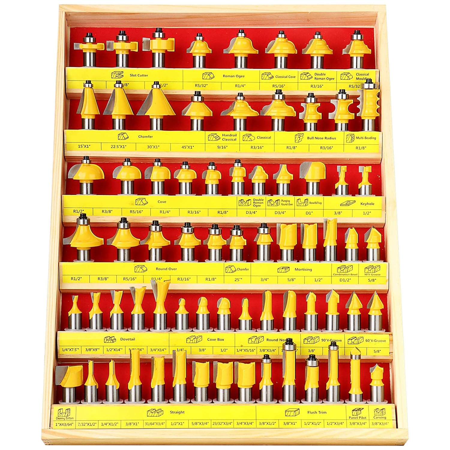 70PCS 1/2 Inch Shank Router Bit Set with Tungsten Carbide Tips L79444