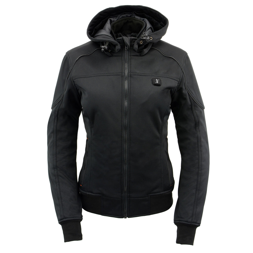 Women's Black Heated Soft Shell Racing Style Jacket Medium D19367