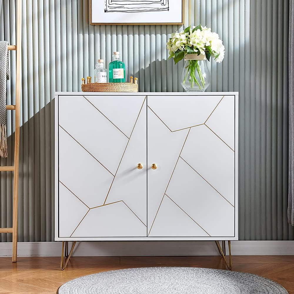 White Storage Cabinet with 1 Door and 3 Drawers G243