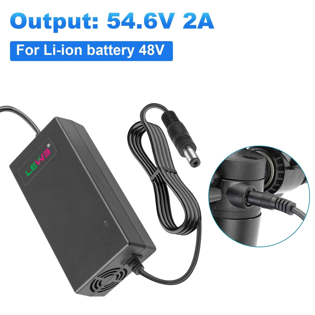 54.6V 2A E-bike Charger for 48V Li-ion Battery 5.5x2.1/2.5mm Tip T30369