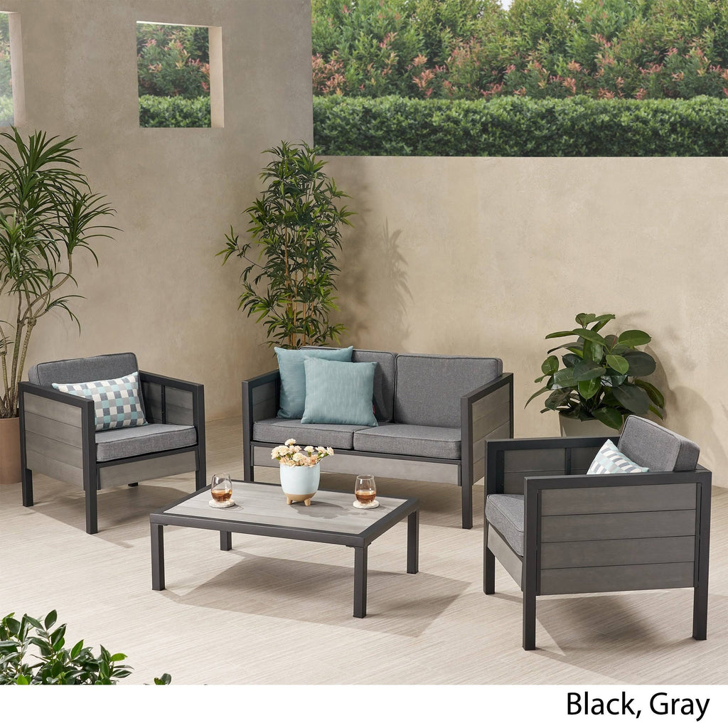 4pc Faux Wood Chat Set - Gray P70608