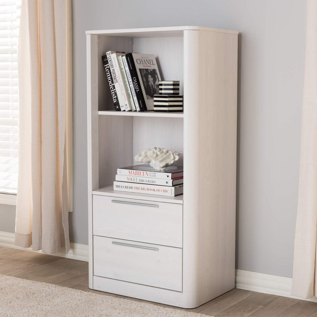 2 Shelf Bookcase in Whitewash Q12840