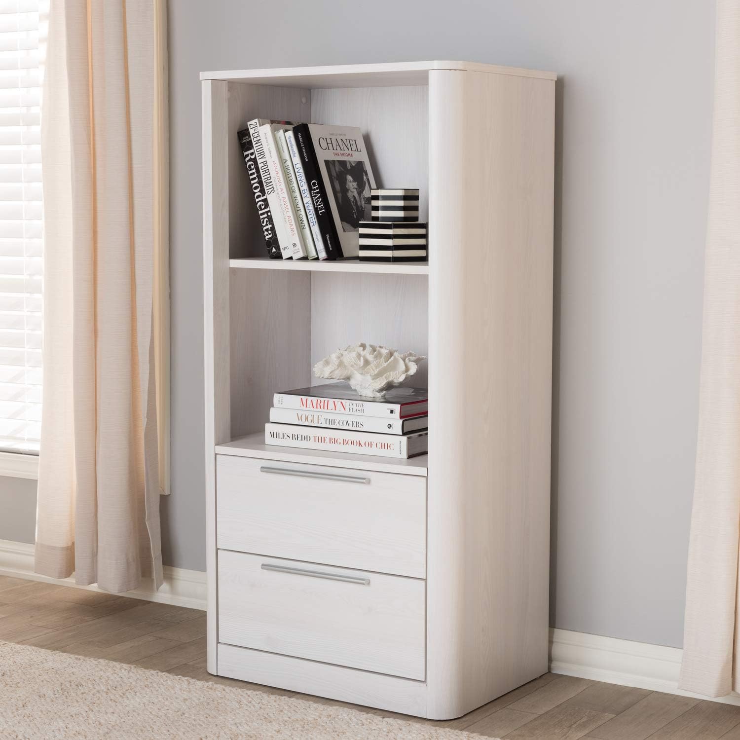2 Shelf Bookcase in Whitewash Q12840