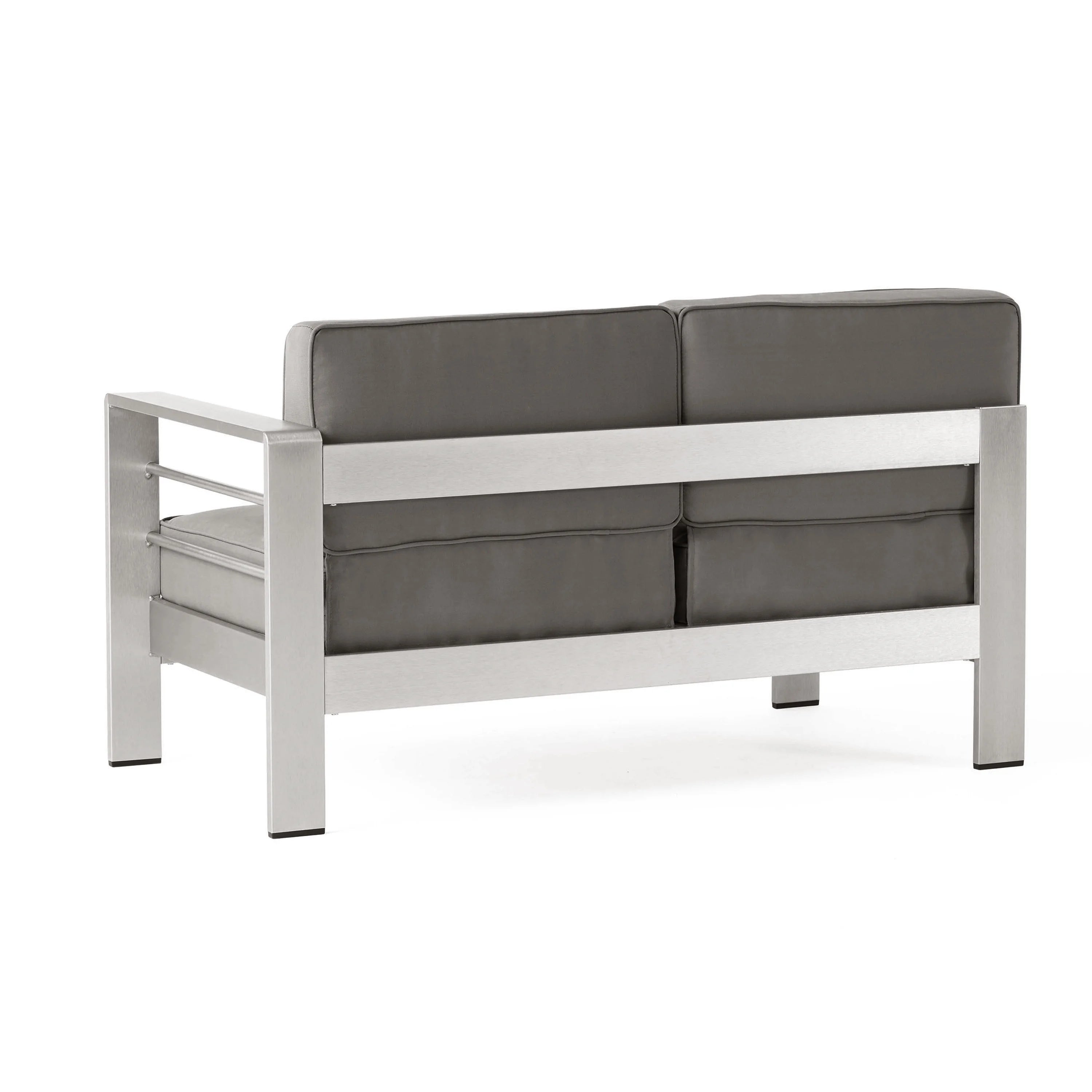 Khaki Aluminum Sofa Set with Glass Table and Cushions D892625