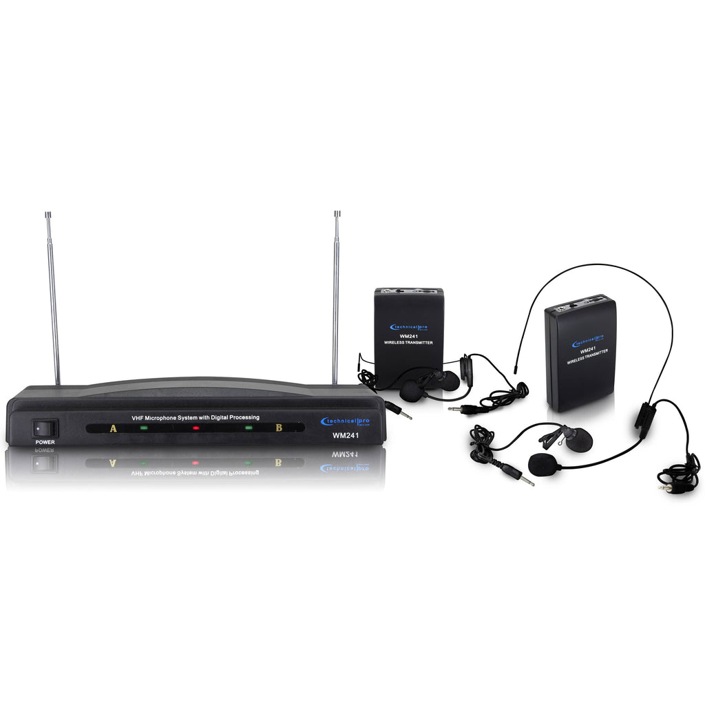 Dual Wireless Microphone System VHF High Band Microphone Set, 2 Mics, 2 Lapel Mic, Black S56622