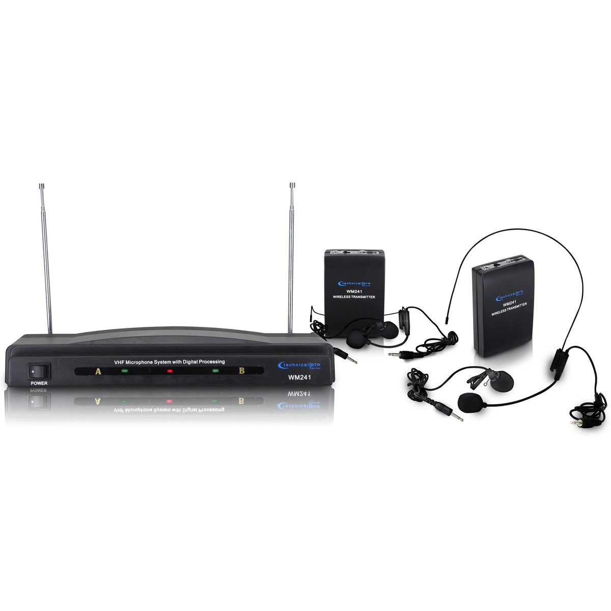 Dual Wireless Microphone System VHF High Band Microphone Set, 2 Mics, 2 Lapel Mic, Black S56622