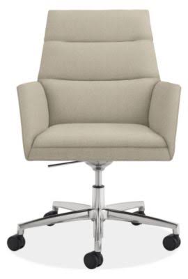 Rolling Office Chair in Sumner Linen White Brown Performance Fabric E542