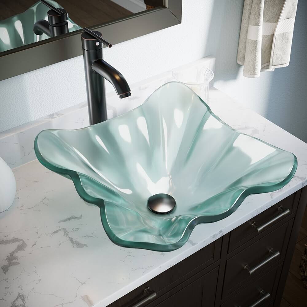 Vessel Sink Ensemble with Antique Bronze Finish Faucet, Pop-Up Drain, and Sink Ring M279