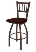 25x22 Swivel Counter Stool with Bronze Finish and Dark Cherry Oak Seat A4112