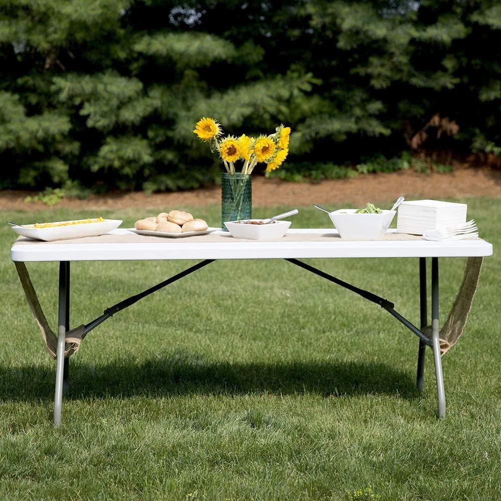 White 8ft Folding Plastic Dining Table with Handle N4239