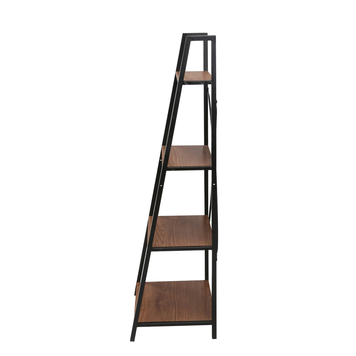 Walnut Ladder Bookshelf with Black Frame Y99632