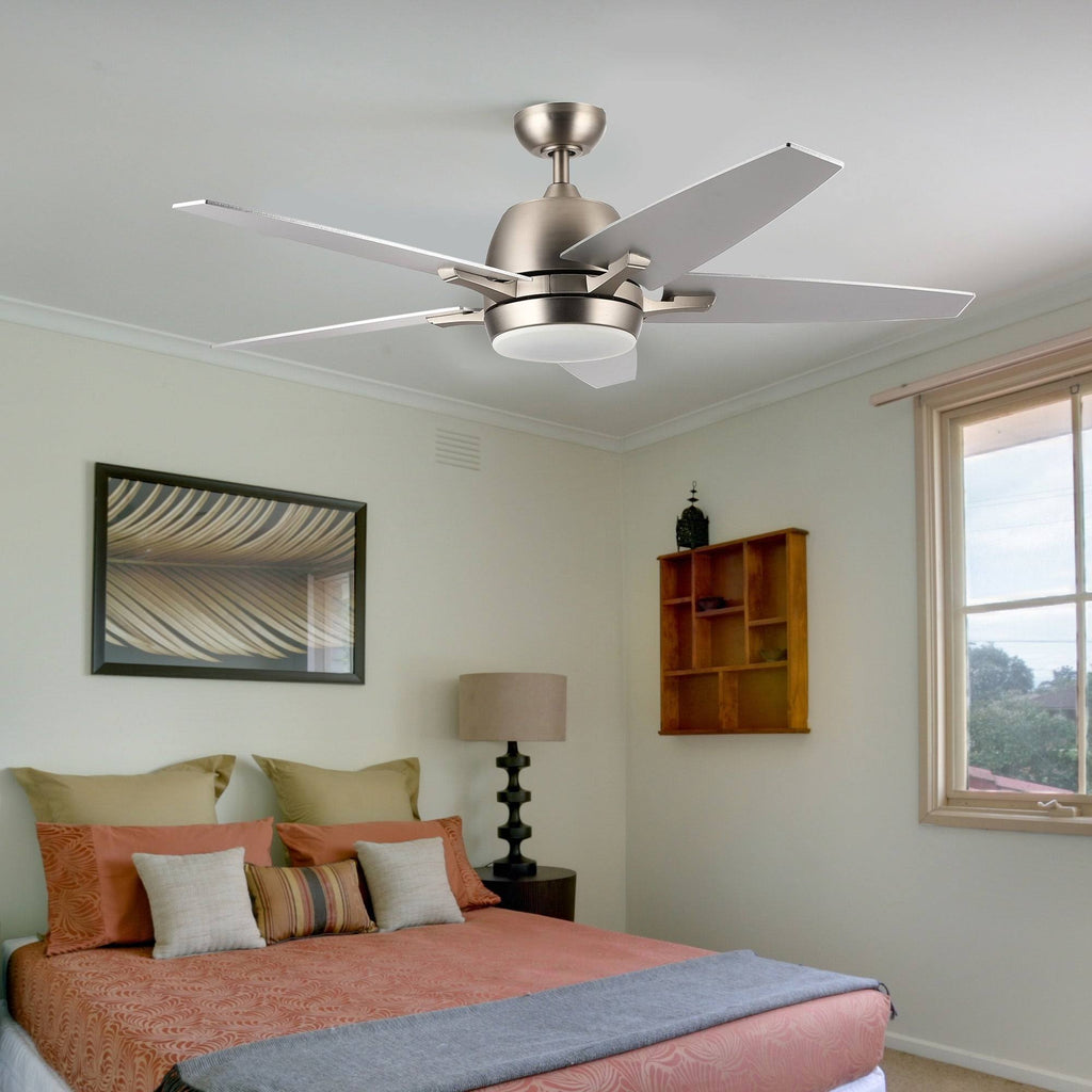 52x22 5-Blade Brushed Nickel Reversible Ceiling Fan with LED Light Kit and Remote Control B83908