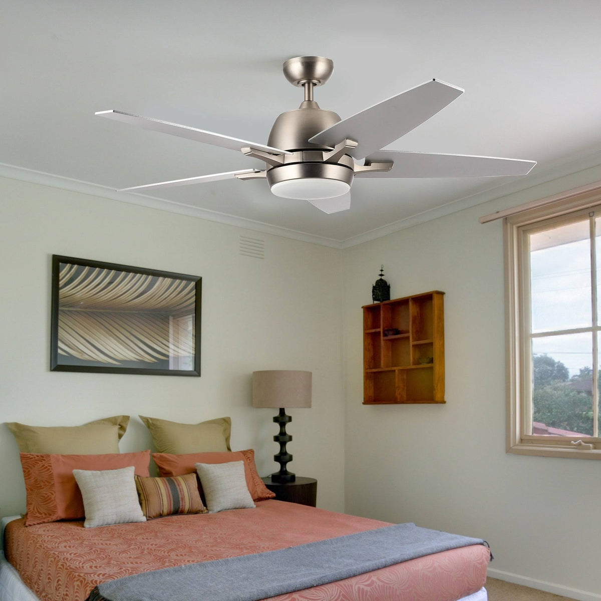 52x22 5-Blade Brushed Nickel Reversible Ceiling Fan with LED Light Kit and Remote Control B83908
