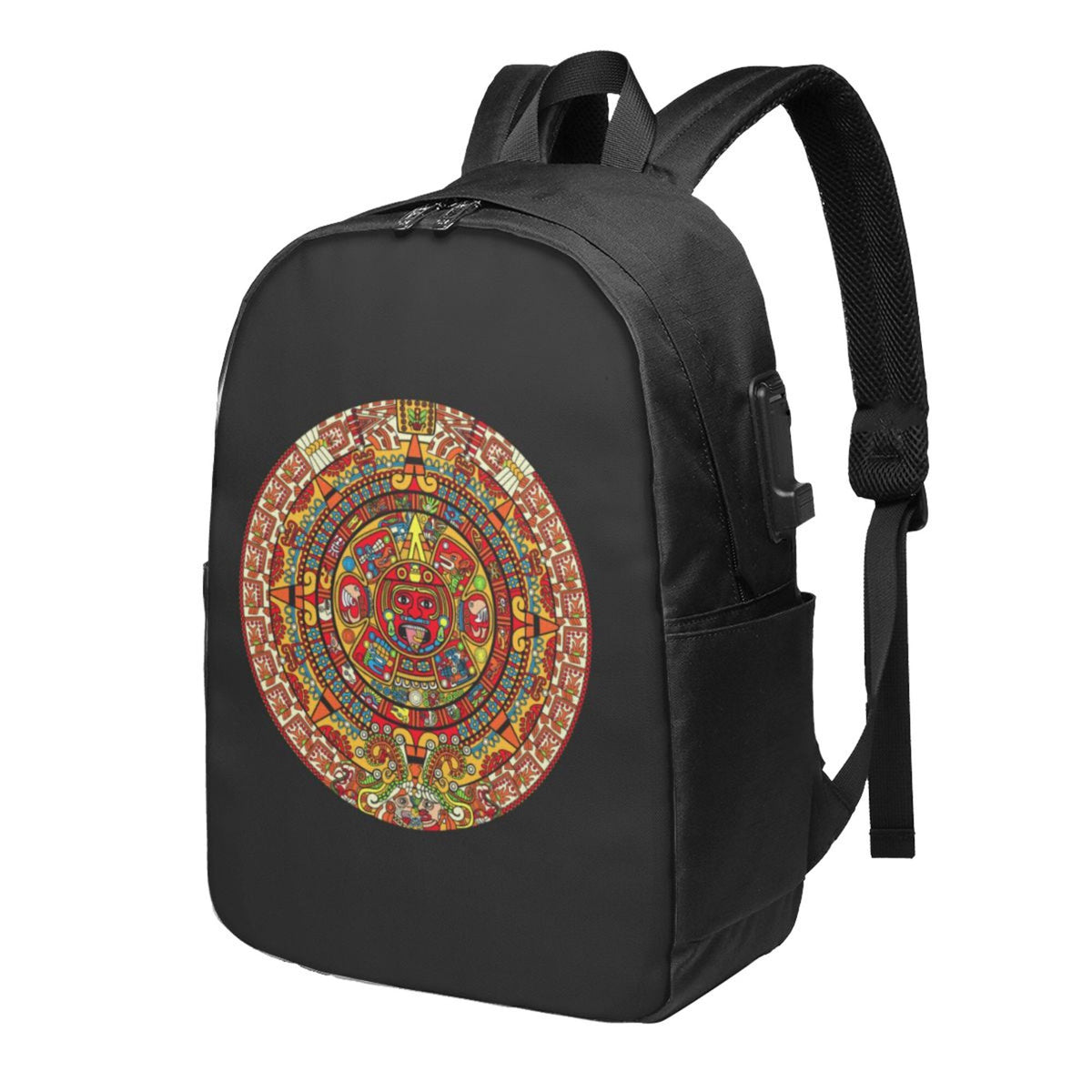 Colorful Aztec Calendar Print Laptop Backpack S2588