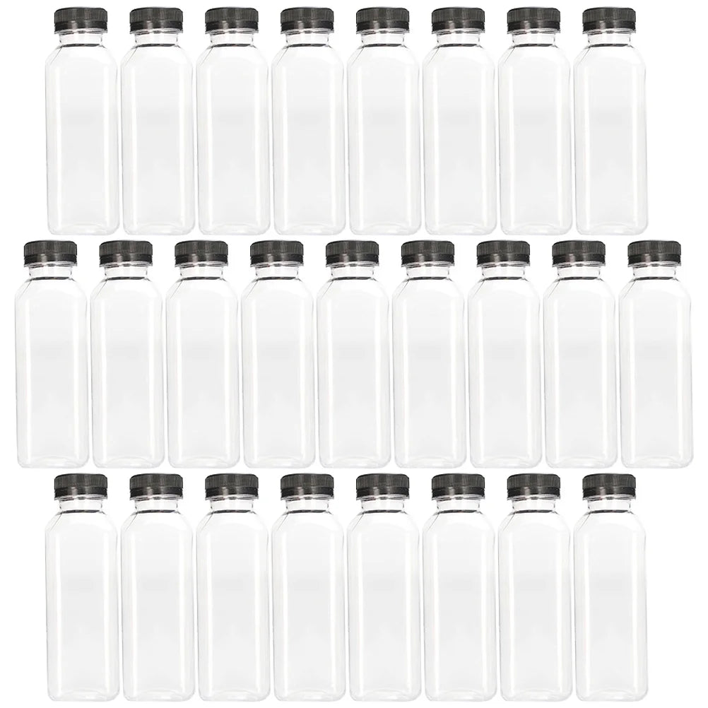 25 pcs Clear Plastic Juice Bottles with Caps L5935