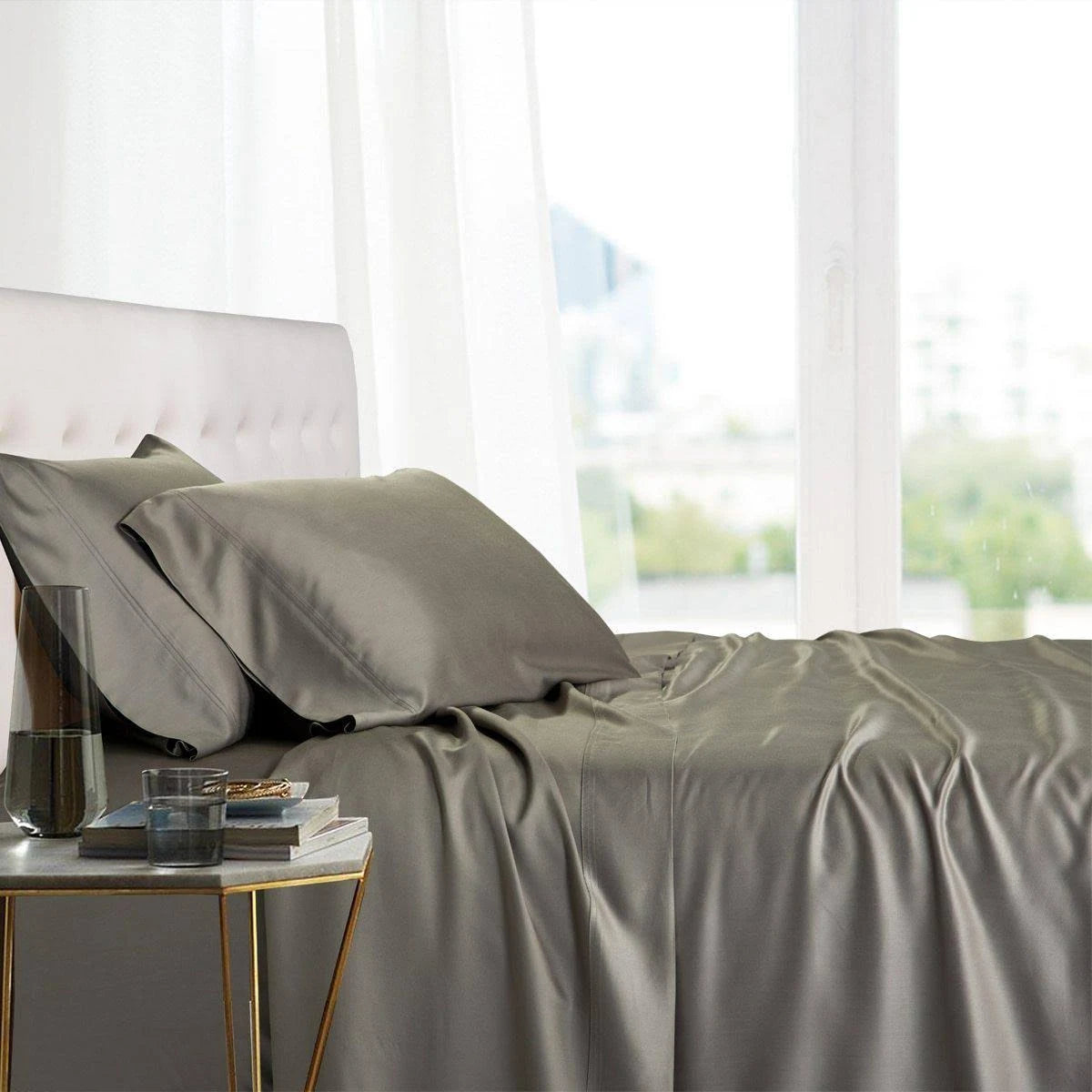 Gray California King Bamboo Viscose Sheet Set W440