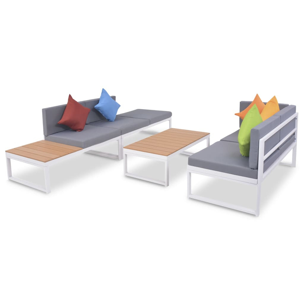 4 Piece Outdoor Conversation Sectional Sofa Set with Coffee Table Aluminum Frame Patio Lounge Set X653364
