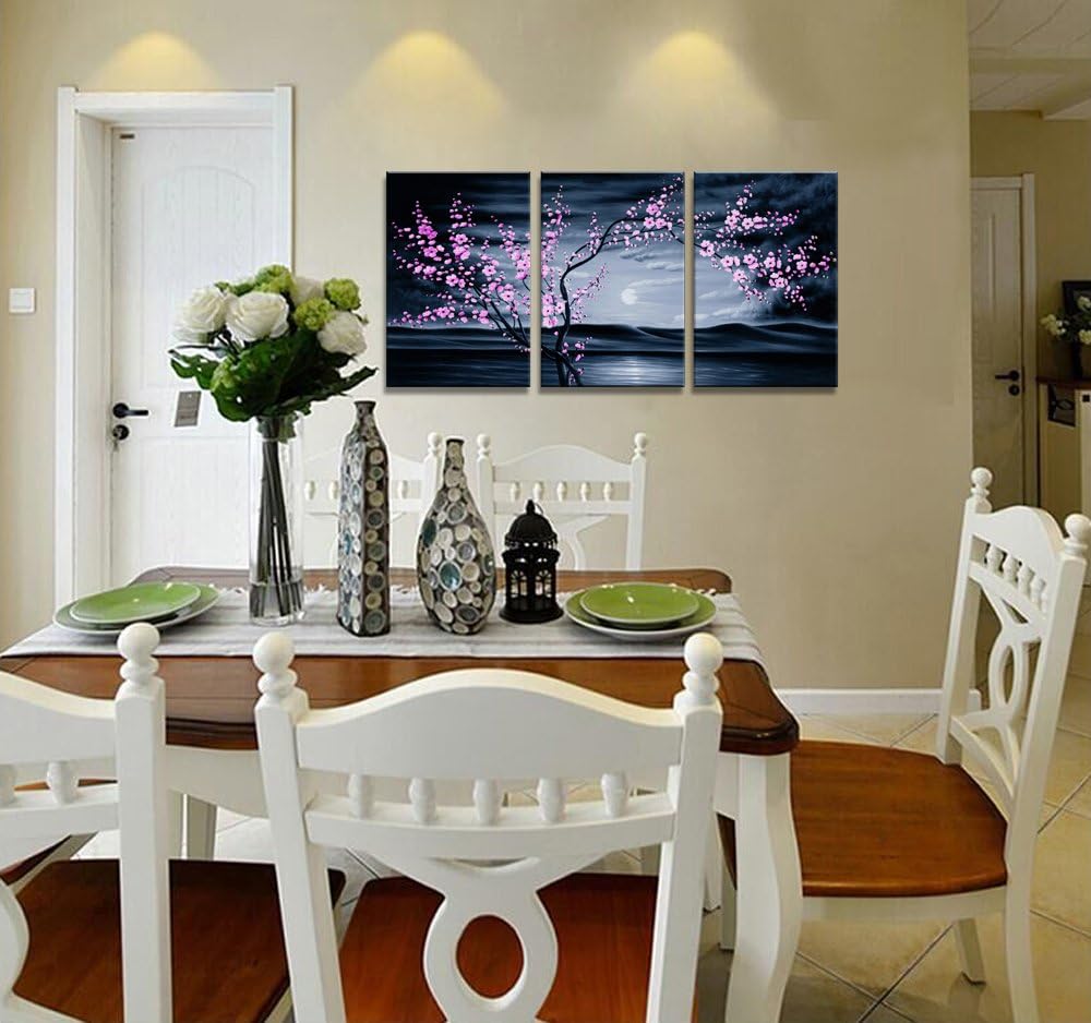 3 Pieces Purple Plum Blossom Canvas Painting Wall Art C604