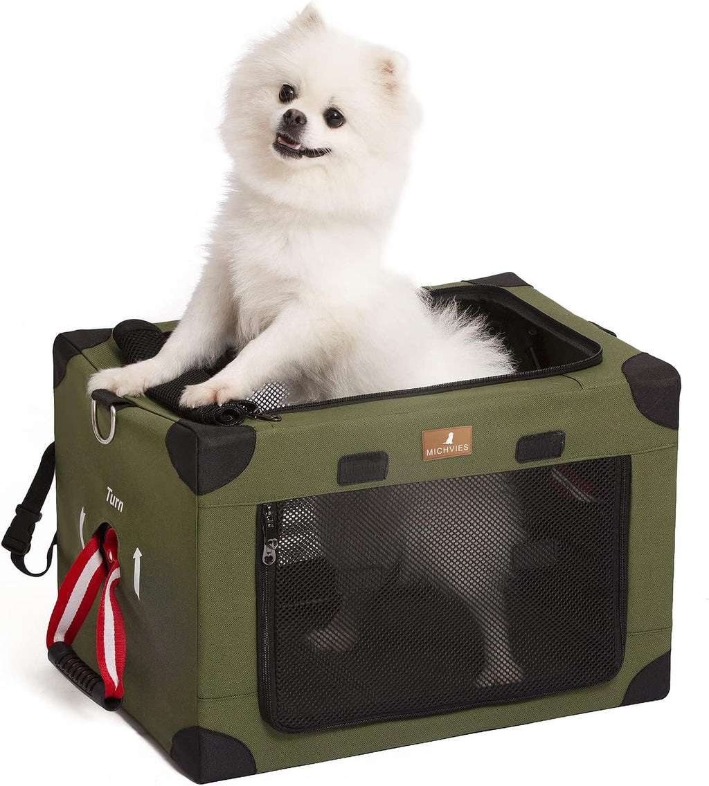 Army Green Large Portable Dog Crate with Carrying Bag O24346