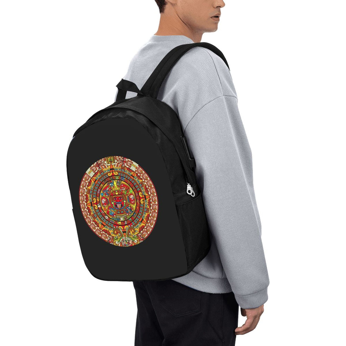 Colorful Aztec Calendar Print Laptop Backpack S2588