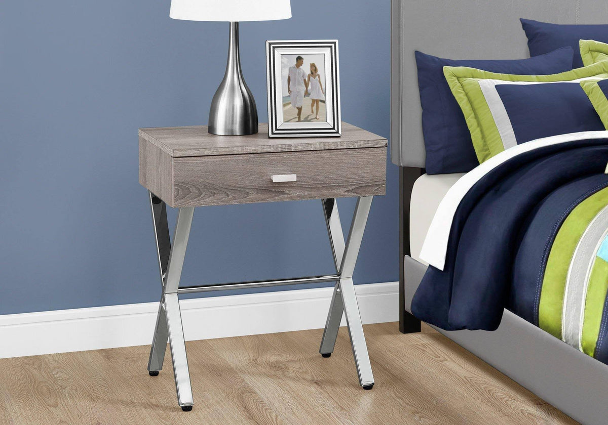 Taupe Finish and Black Metal Accent Table H357