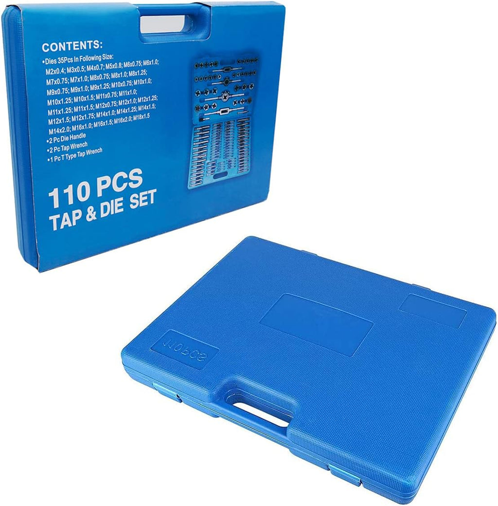 110PCS Hardened Alloy Steel Metric Tap and Die Tool Set with Storage Case K7200