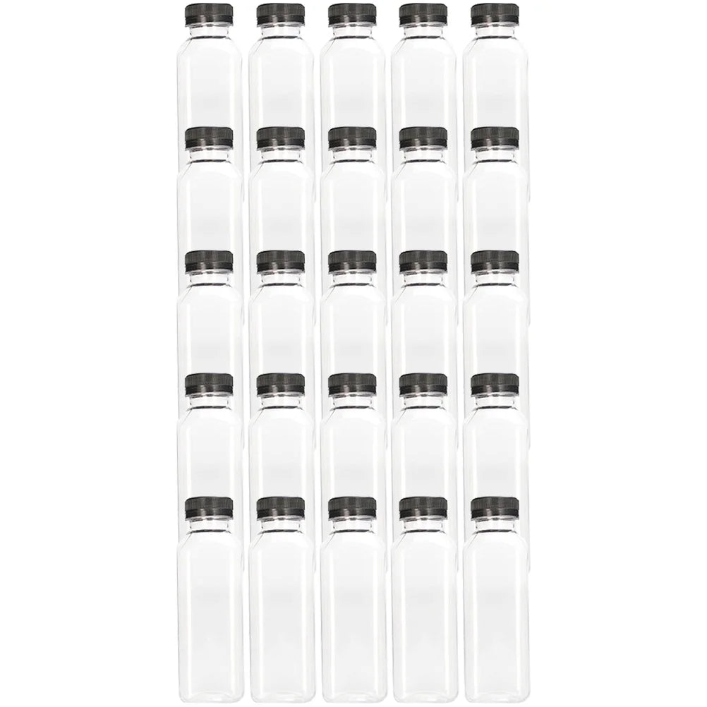 25 pcs Clear Plastic Juice Bottles with Caps L5935