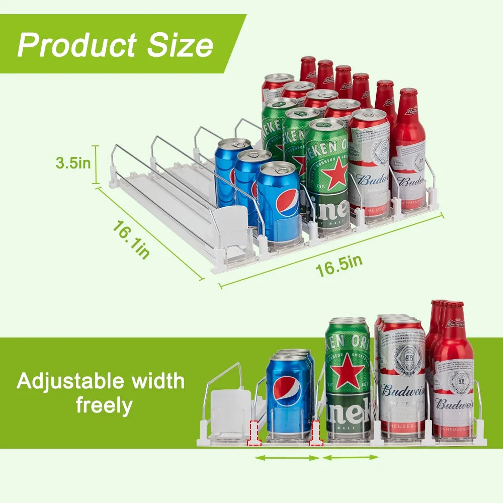 5 Rows Drink Organizer for Fridge, 16.14in Depth, White C98802