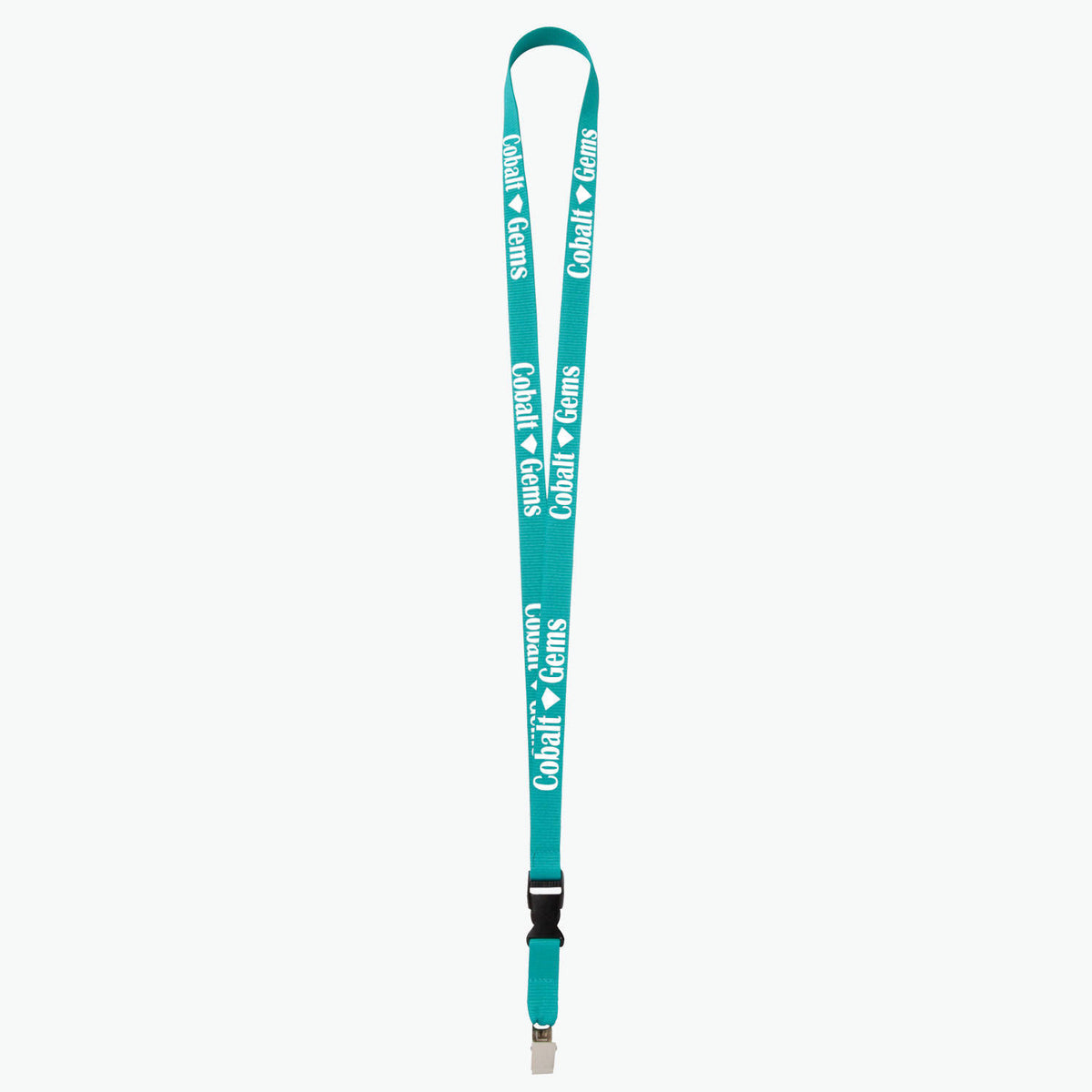 Teal Polyester Lanyard with Buckle Release and Bulldog Clip U797641