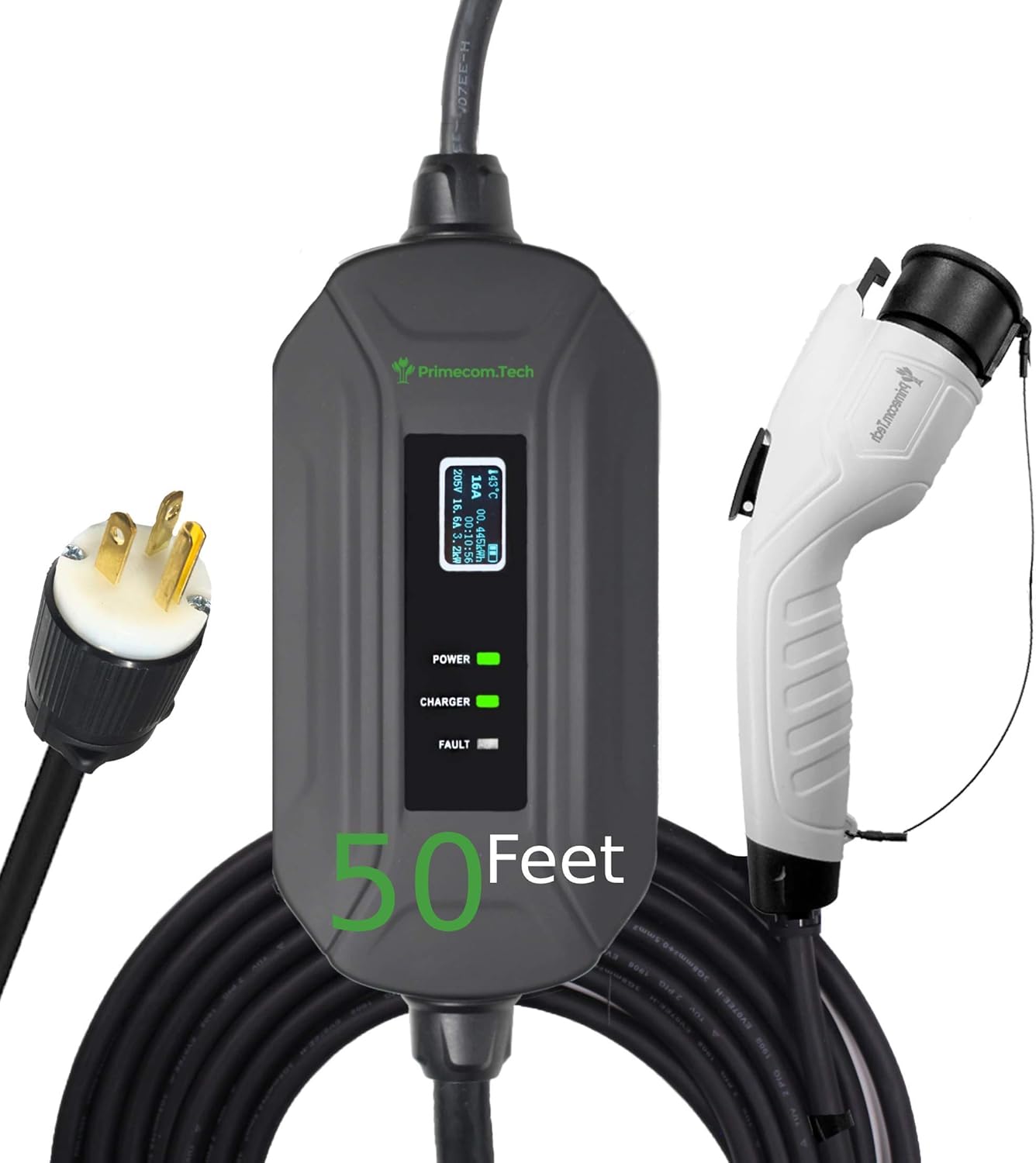 Portable Level 2 Electric Vehicle Charger, 16Amp, 30 Feet A3489
