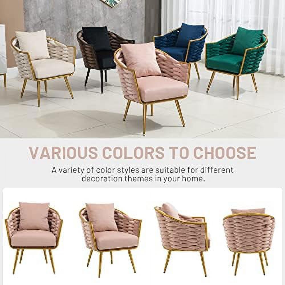 Beige Velvet Accent Chair with Arms and Pillow G8484