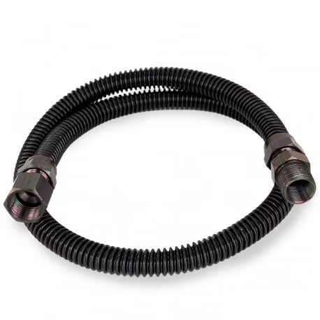36" Low-Visibility Black Stainless Steel Gas Fireplace Connector, 1/2" MIP x 1/2" FIP, 3/8" ID R918