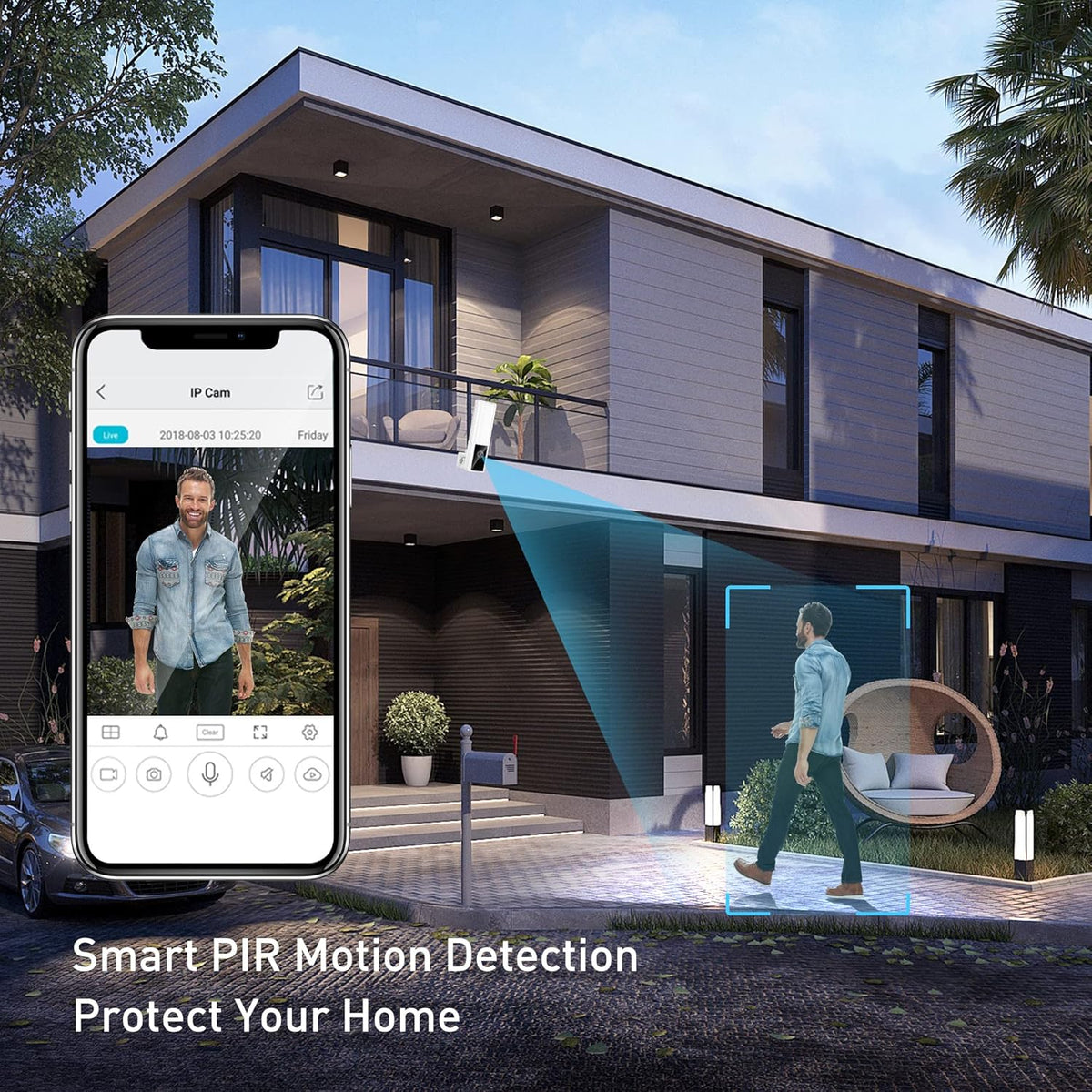 Wireless Security Camera Outdoor with Floodlight, IP66 Waterproof I182