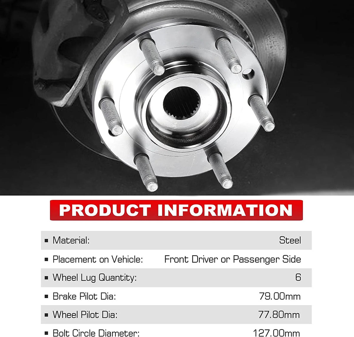 Wheel Bearing Hub Assembly Front 2WD 6-Lug w/ABS M379203