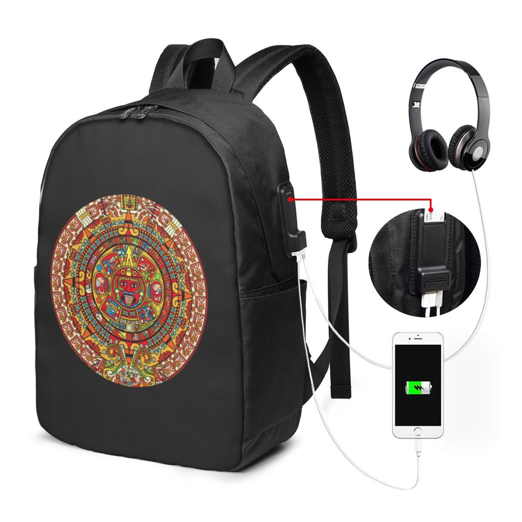 Colorful Aztec Calendar Print Laptop Backpack S2588