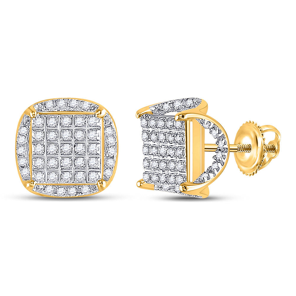 10kt Yellow Gold Diamond Square Stud Earrings 1/3 Cttw E772086