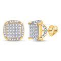 10kt Yellow Gold Diamond Square Stud Earrings 1/3 Cttw E772086
