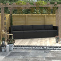 Black Poly Rattan Patio Sofa Set with Cushions D657