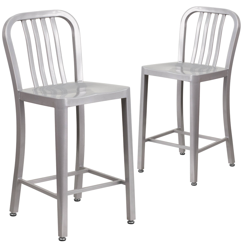 2 Pack Silver Metal Counter Height Stool X501479