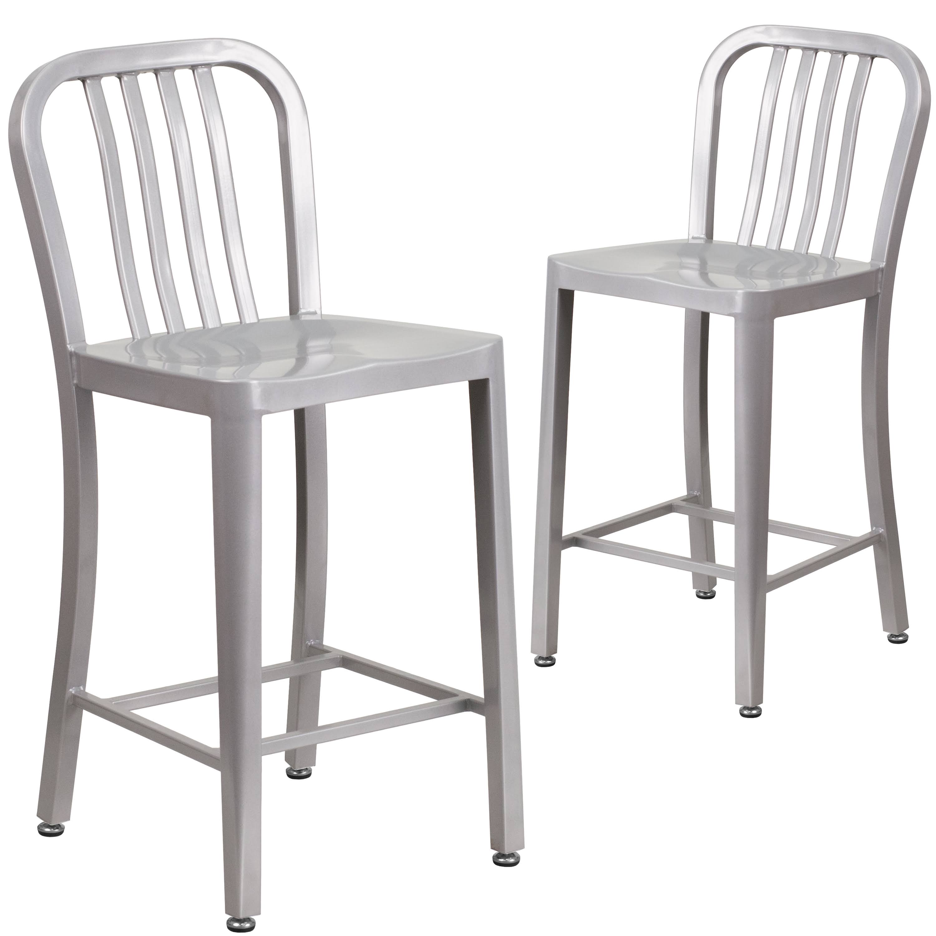 2 Pack Silver Metal Counter Height Stool X501479