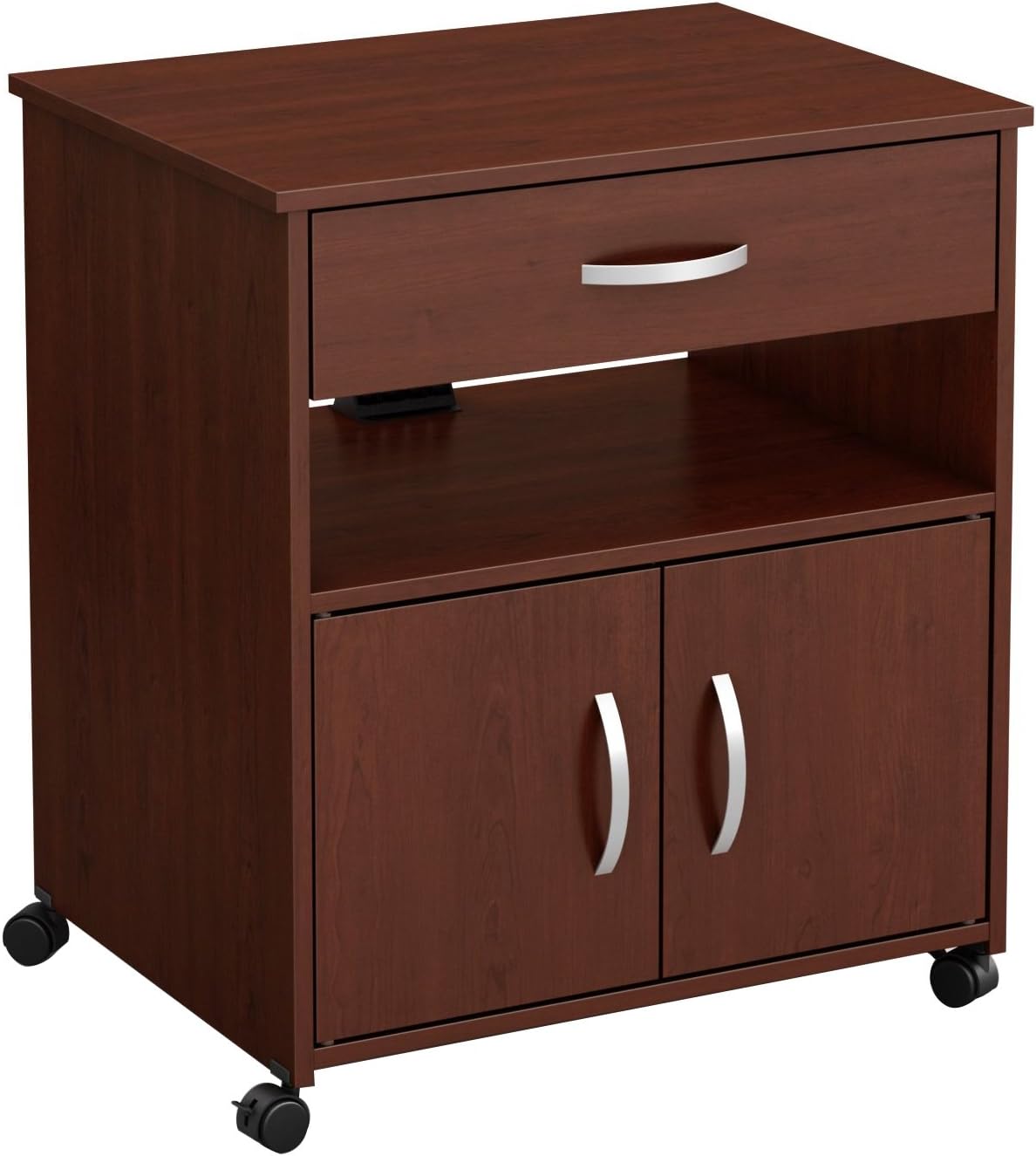 Pure Black Microwave Cart on Wheels F77596