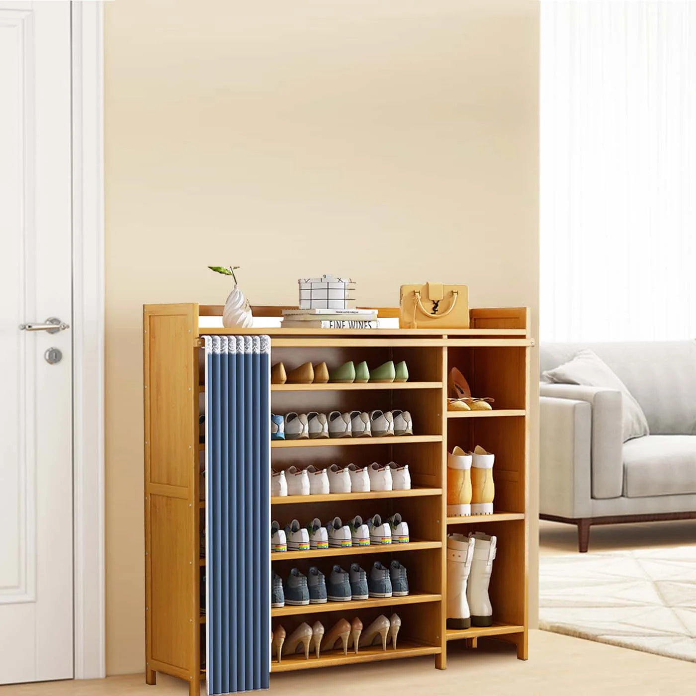 6 Tier Bamboo Wood Shoe Rack C174955