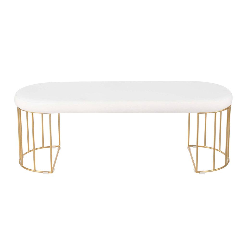 Gold and Green Velvet Dining Bench Z8568