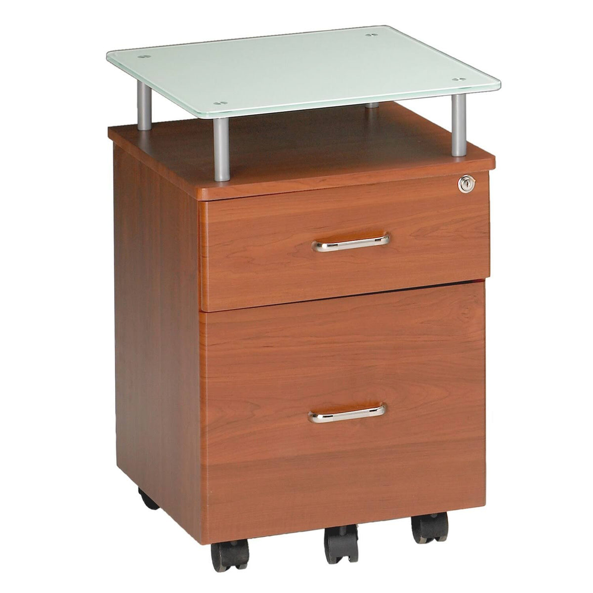 Anthracite Locking Box/File Pedestal with Black Glass R598