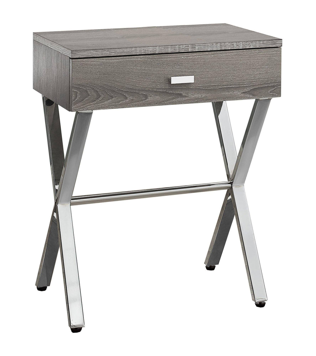 Taupe Finish and Black Metal Accent Table H357