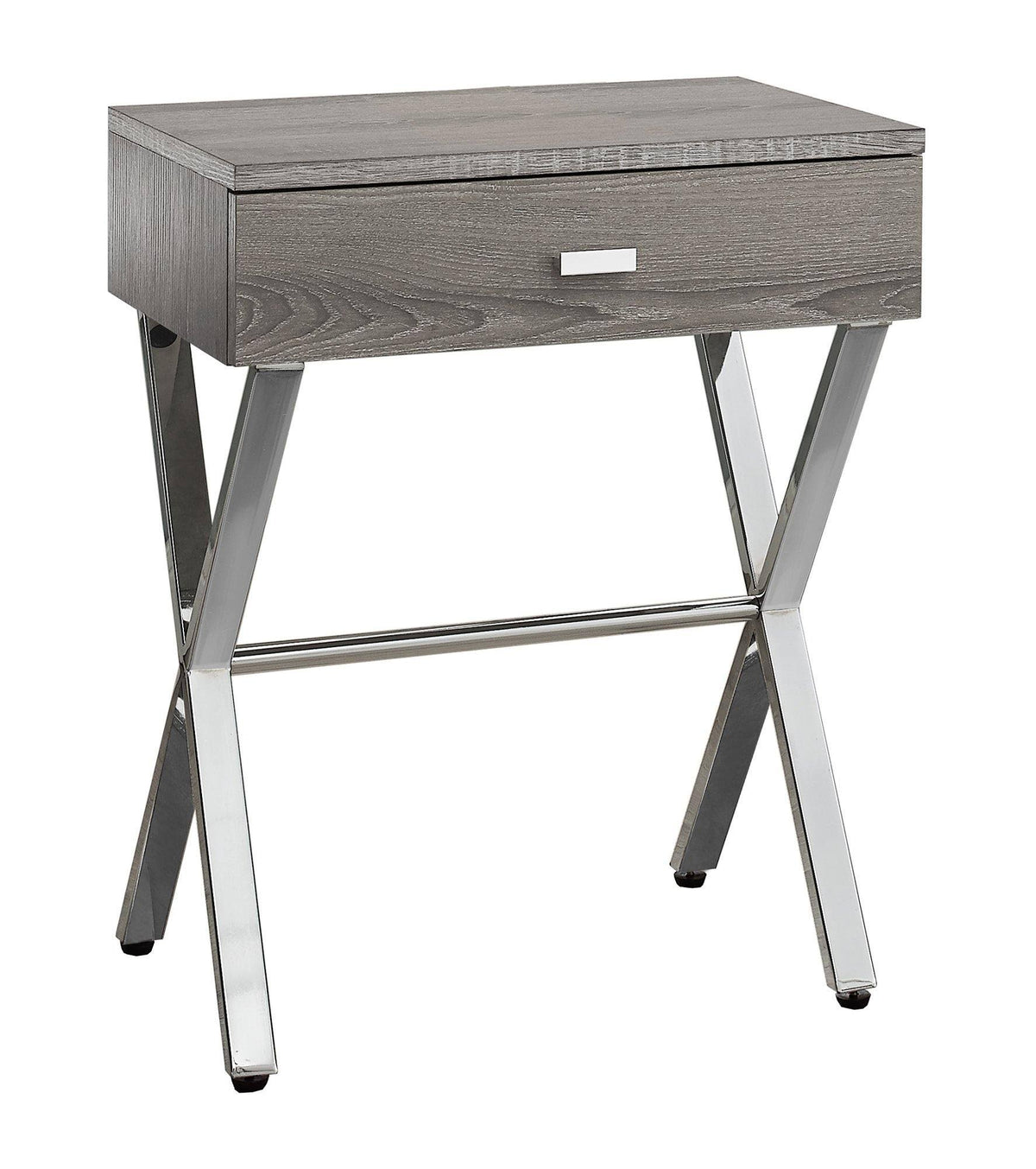 Taupe Finish and Black Metal Accent Table H357