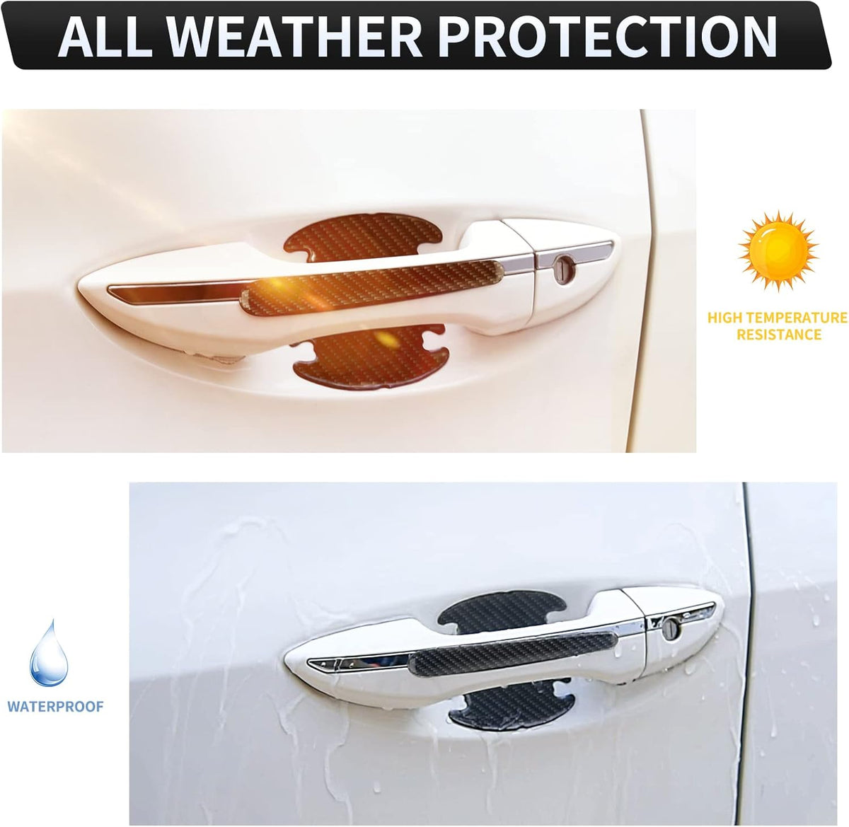 8PCS Black Carbon Fiber Texture Car Door Handle Scratch Protector B428