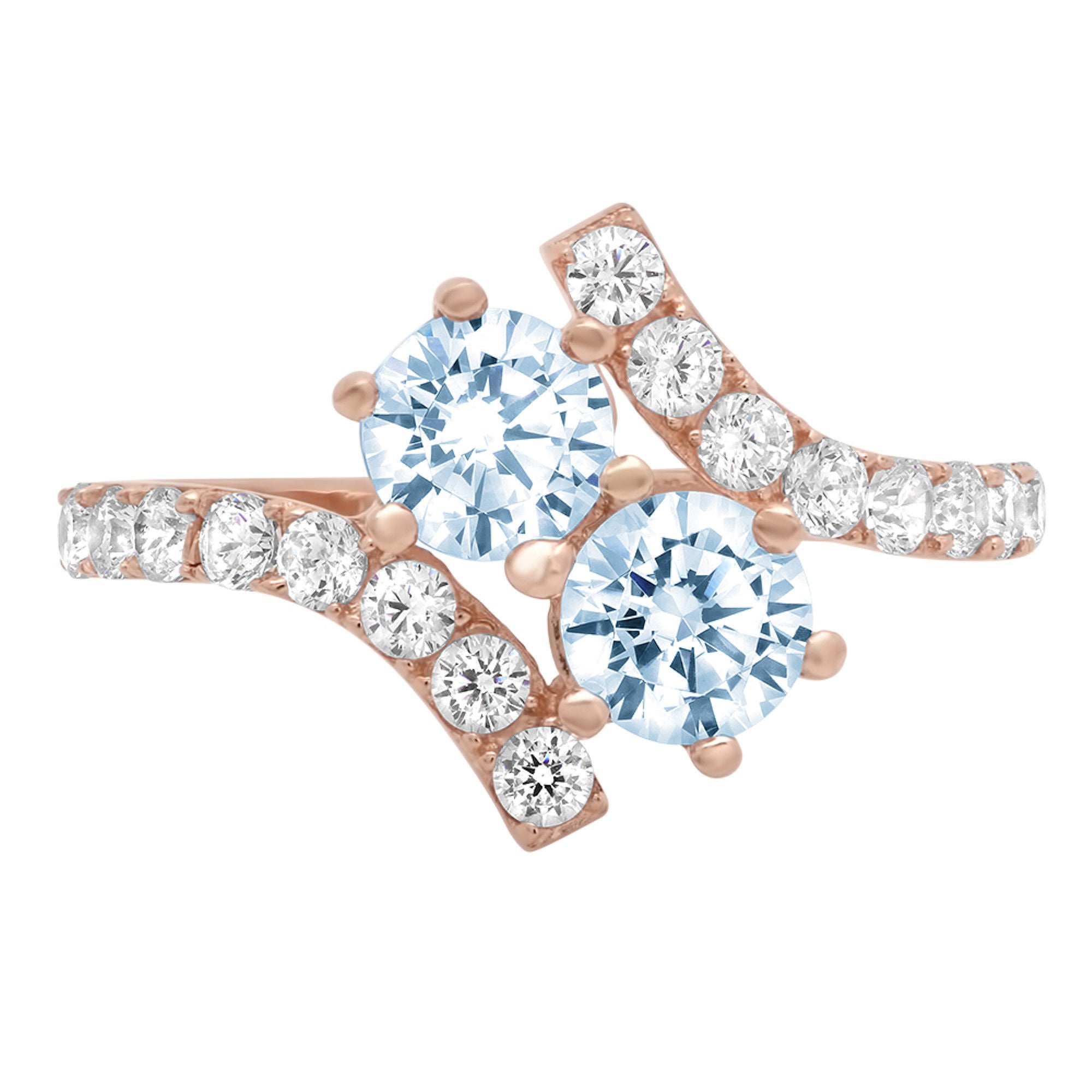 1.98ct Round Cut Blue Simulated Diamond 18k Rose Gold Ring Size 3.75 M34539