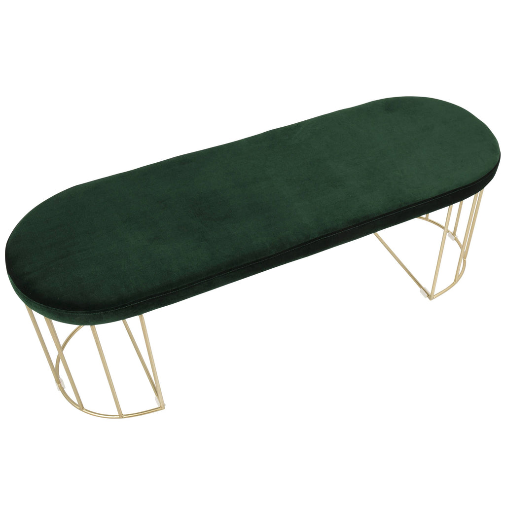 Gold and Green Velvet Dining Bench Z8568