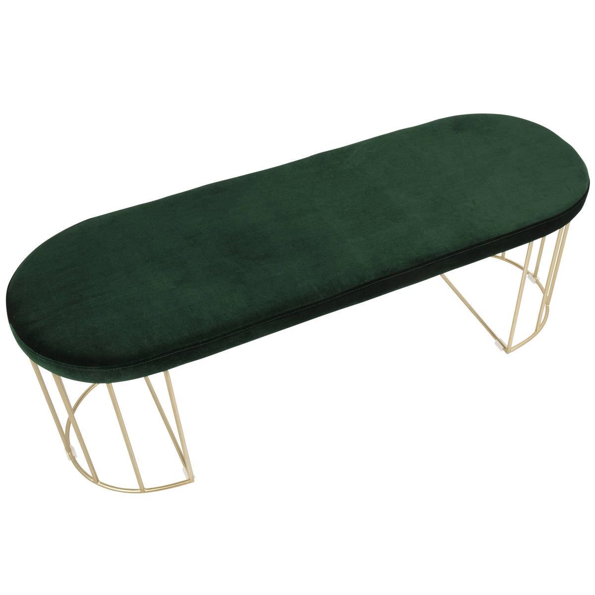 Gold and Green Velvet Dining Bench Z8568